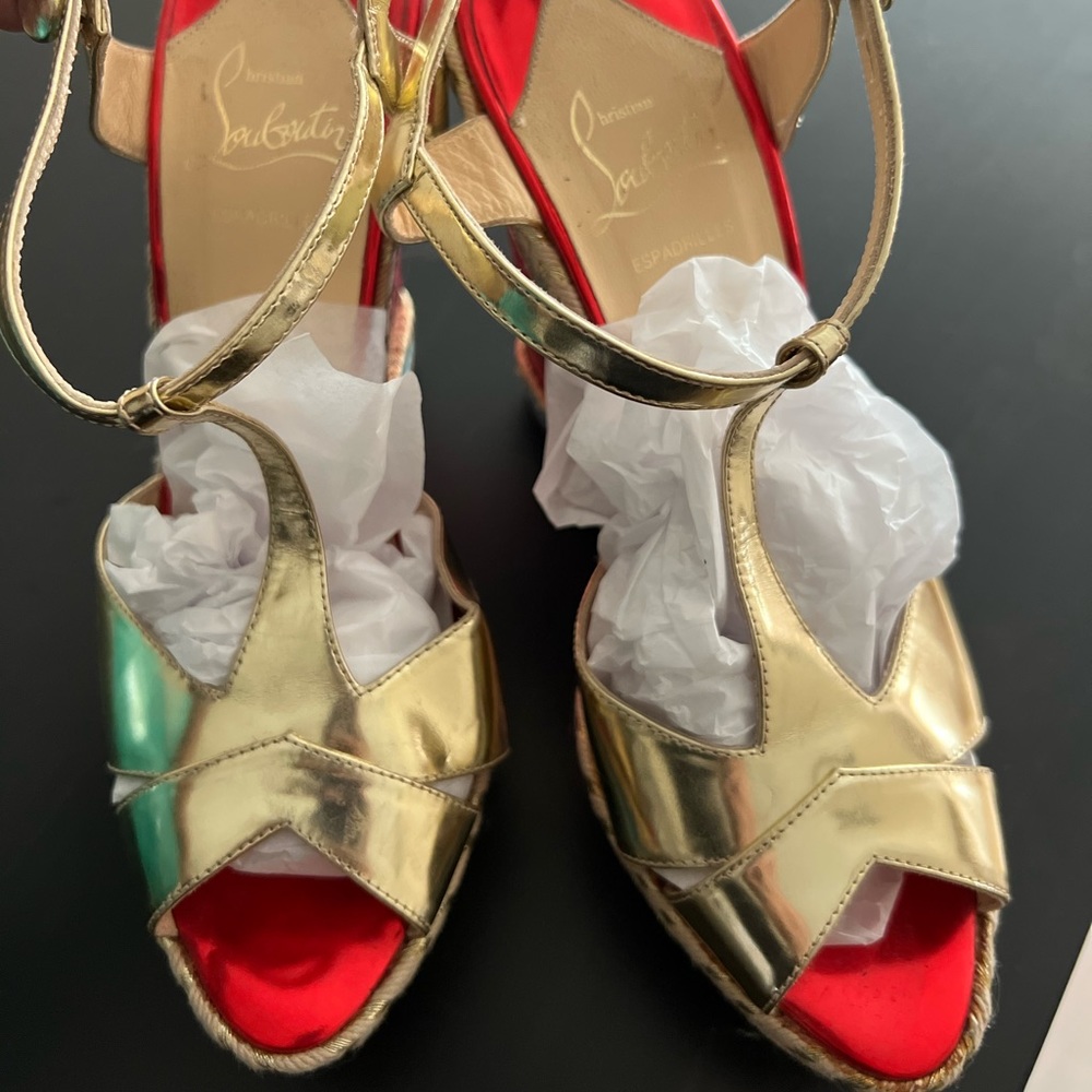Gold Christian Louboutin Wedges